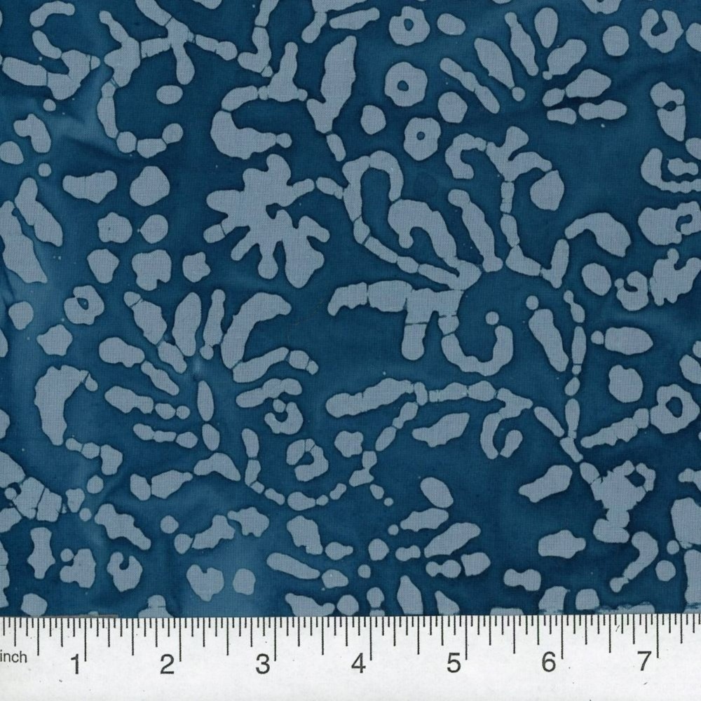 QUILTER’S BATIK 45-inch BTY 100% Cotton Floral Shades of Blue qb-547