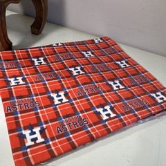 Houston Astros MLB Baseball Plaid Flannel Fabric Red Blue White Orange 2 yds