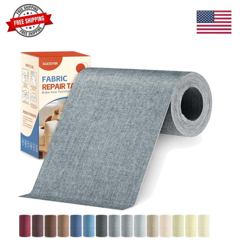 Linen Fabric Repair Tape Kit, 4″ x 80″ Self-Adhesive Couch Patch Repair Fabri…
