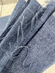 Fabric Blue Woven Poly Wool Blend 2 Yards 58″ Wide Quilt Sew Unbranded Heavy