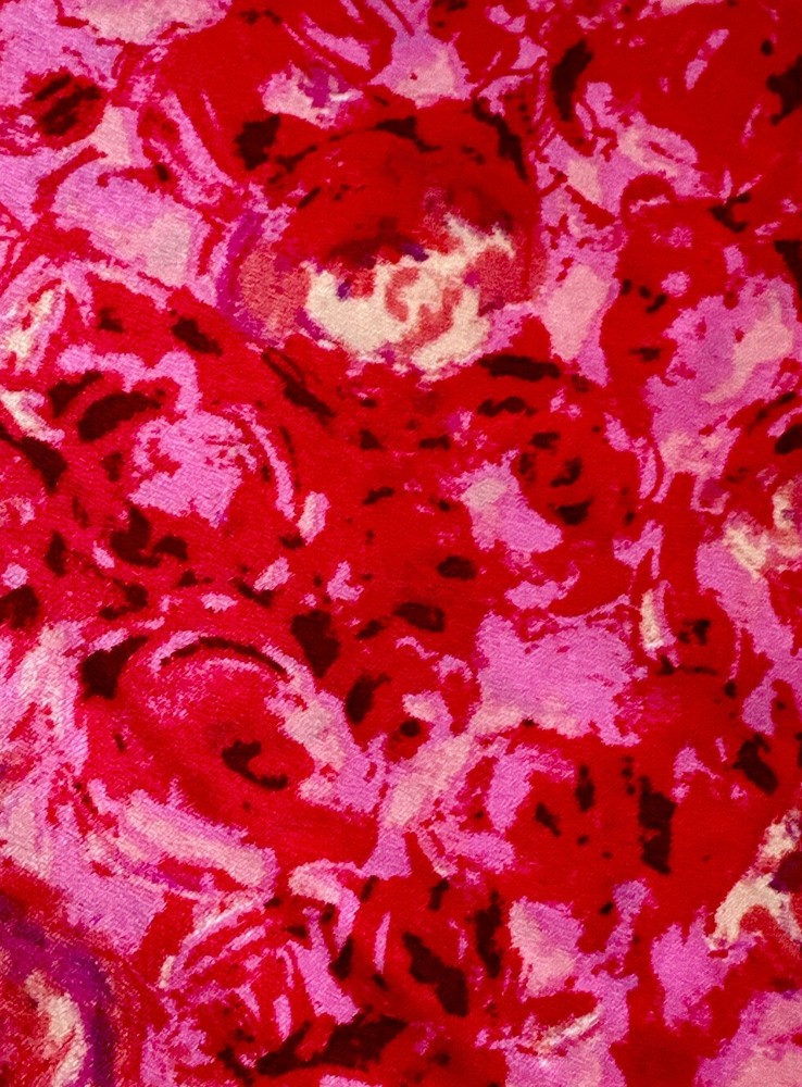 Gorgeous Vtg Polyester Abstract Floral Fabric 59”x2.1Y Pink&Red For Summer/Fall