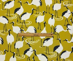 ROBERT ALLEN WINTER CRANE GOLDEN ROD BIRD YELLOW MULTIUSE FABRIC BY YARD 54″W