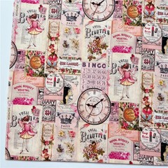 Vintage newspaper girl oil painting girl Cotton Fabric Sew Clothes Dress Fabric