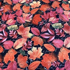 Hobby Lobby Vibrant Autumn Fall Leaves Fabric Red Orange brown 2 Yards