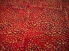 Batik Fabric By The Half-Yard Tan Tiles on Pink Wine Red Premium Cotton #64