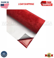 Red Self Adhesive Suede Fabric Wrap Stretch Microfiber Car Interior Film 16.5×59
