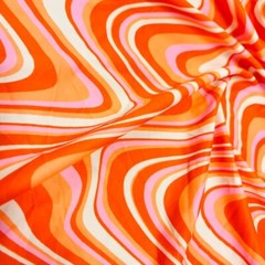 Retro Orange Printed Nylon Spandex Fabric 4 Way Stretch for Swimwear