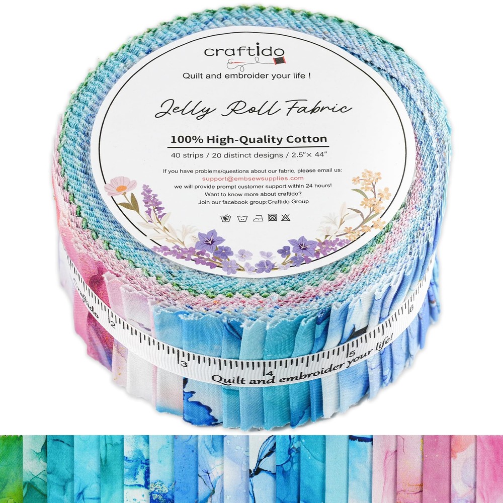 -18 Options-100% Cotton Jelly Roll Fabric Precut Strips for Quilting, Crafting