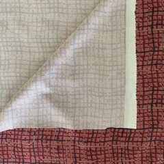 Vintage Dark Pink Tan Blue Polyester Geometric Pattern Fabric 2.5 Yards 60”x108”