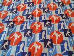 Baseball Silhouette Cotton Fabric 1.25 Yards 47×45 Springs Industries