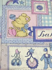 Baby Theme Blocks Pastel Blue Pink Yellow Directional 4Y Cotton Fabric