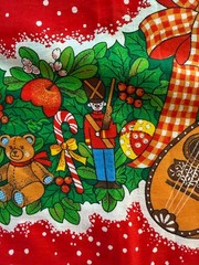 2.25 yds x 36” American Greetings Christmas Red Border Fabric Music Toys