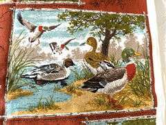 Vtg House ‘N Home Fabrics Screen Print #191A Ducks & Birds 1 Yd 34.5 In X 44” W