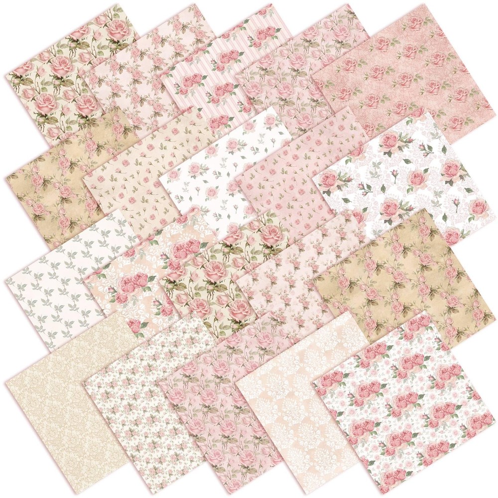 20 Pc Vintage Rose Fabric Squares 10×10 Polyester Cotton for Quilting DIY Sewing