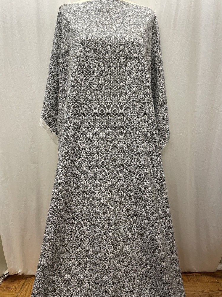 100% Fine Cotton Poplin Printed Gray White Joann Fabric 1 .5 Yard Long 45″ W
