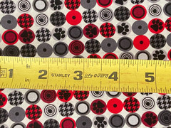 Great Scotts RED Black GRAY Houndstooth Dog Paw Circle Kanvas Cotton Fabric 1 yd