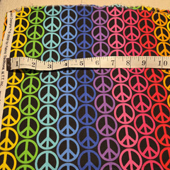 2009 Patty Reed Designs Colorful Peace Sign Fabric 100% Cotton 1.5 Yards New