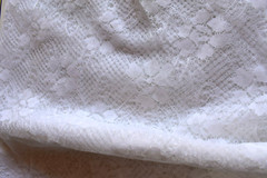 WHITE FLORAL LACE OPEN WEAVE 100% POLYESTER FABRIC 2 PIECES 1.8 YARDS