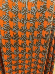 100% Silk Charmeuse Abstract Geometric Vibrant Orange Fabric By The Yds 46″ Wide