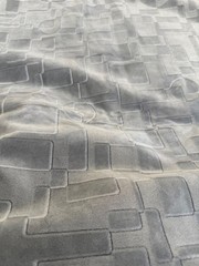 Vintage 70’s Grey Velvet Upholstery Fabric Modern Geometric Print 3+ yards x 58″