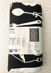 Ikea PIPDÅN Black & White Culinary Food Pre-Cut Fabric 59″x118″ (006.081.64) NEW