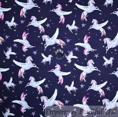 BonEful Fabric FQ Cotton Quilt Blue White Sky Dot Stripe Silver Metallic Pattern