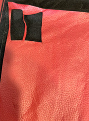 3 Yards Red Pebbled Faux Leather Material Black Felted Backing 56″ Wide