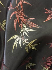 Alondra BLACK Leaves Brocade Chinese Satin Fabric by the Yard – 10095