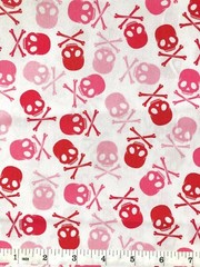 Skulls – Red and Pink on White by David Textiles – Quilt Fabric – 1 Yard