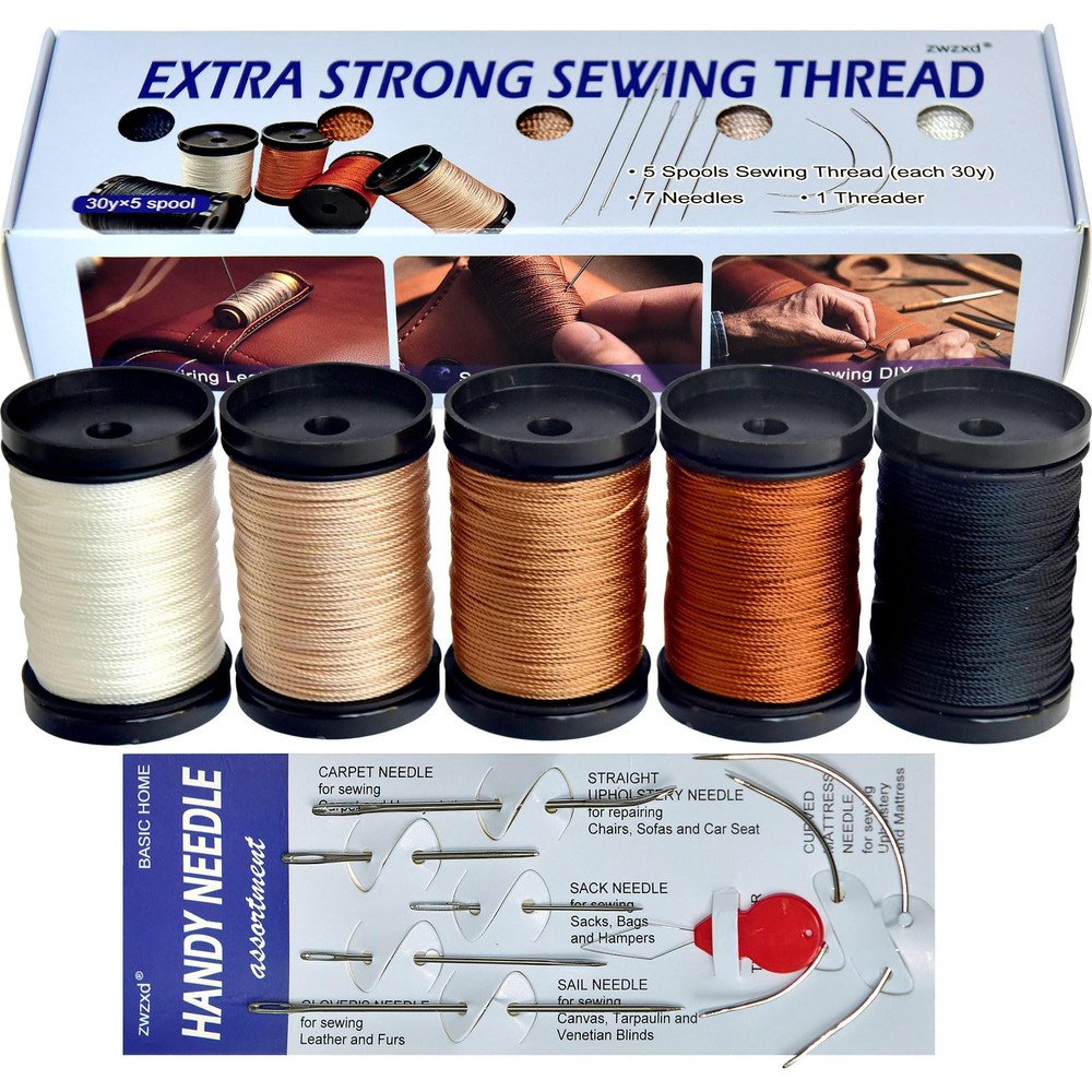 zwzxd Extra Strong Upholstery Repair Sewing Thread Kit 5 Spool, classic color