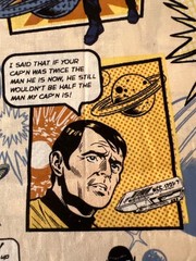 Fabric RARE 2017 Camelot Star Trek Cast Comic Book Panel Cosplay Sci-fi Sold BTY