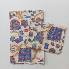 Lot of 2 Sewing Basket by Hoffman International Fabrics Cotton Fat Quarters