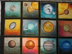 PLANETS RINGED EARTH URANUS PLANET DIGITAL LARGE 15 BLOCK COTTON FABRIC PANEL