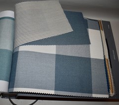 FABRIC SAMPLE BOOK Indoor/Outdoor CHECKS PLAIDS TICKING 49pcs LOT e-z peel back