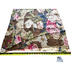 2X Ralph Lauren 100% Linen Fabric Juniper Berry “Heathersage Floral” Brown Cream