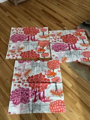 IKEA Fabric 2012 Aalto Hagman Laine Cotton Pink Orange Curtain Wall Art “3” LOT