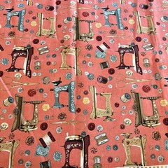 Vintage Couturier Pink Sewing Machine Button Thread Spool Scissors ESC 2 Yards