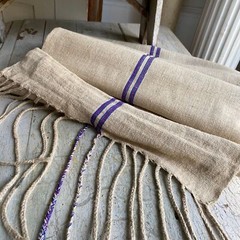 Antique homespun Plain Hemp Linen Bolt PER YARD Organic Fabric PURPLE and blue