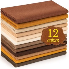12 Rolls 8″x35″20.5x90cm 1.4mm Thick Soft Felt Fabric Sheet 12 Assorted Brown…