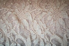 EMBROIDERED FLORAL LACE FABRIC WITH BEAD SPARKLE LT PEACH 55″ WIDE BY THE YARD