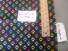 Multicolored Paw Print Cotton Fabric – 14 INCHES WIDE and 36 INCHES LONG