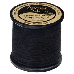 Anchor Strand Spool – 3 Pack of 10.9y/10m – Black Embriodery 10.9y/10m,