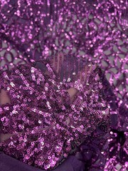 Artemis PLUM Sequins on Mesh Lace Fabric by the Yard
