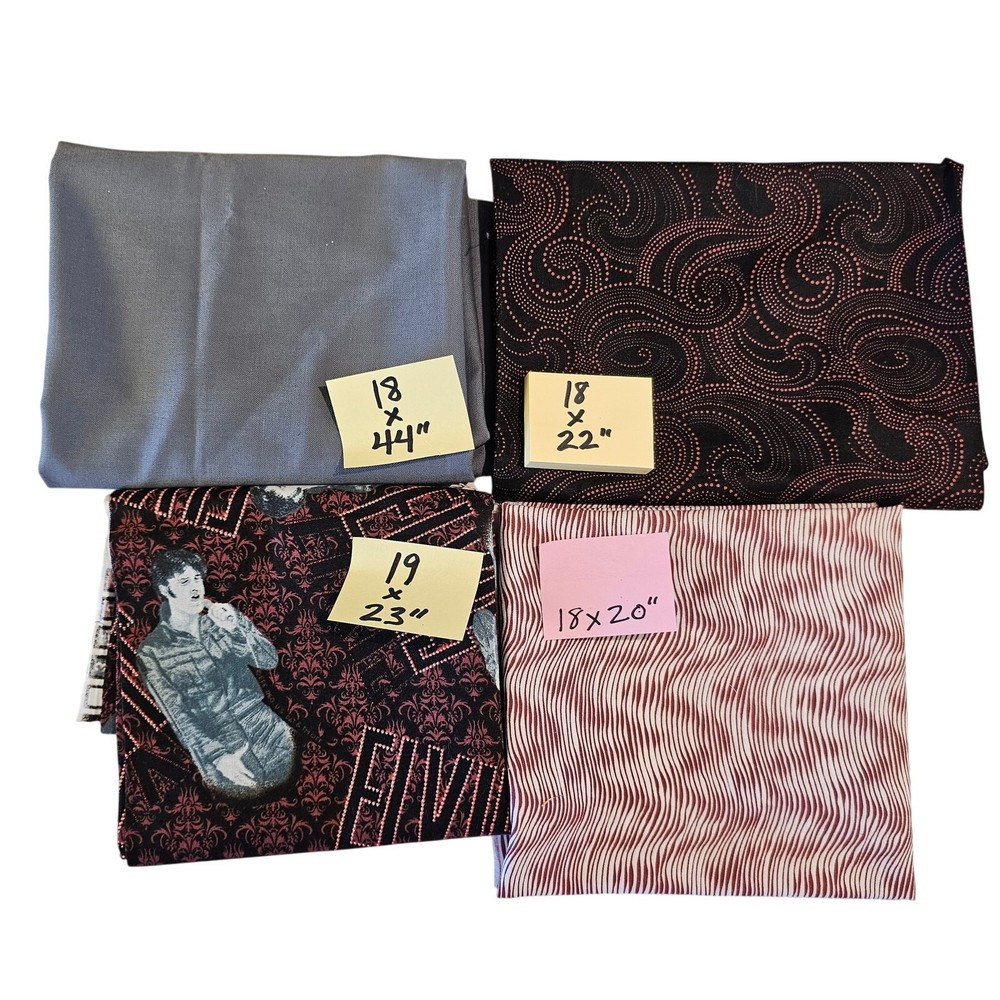 Elvis Burgundy Cotton Fabric Bundle Size Solid Swirls Stripe Print Quilting Sew