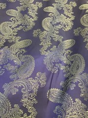 Paisley Woven Brocade NONSTATIC Viscose Satin Feel Fabric BTY -Purple Gold
