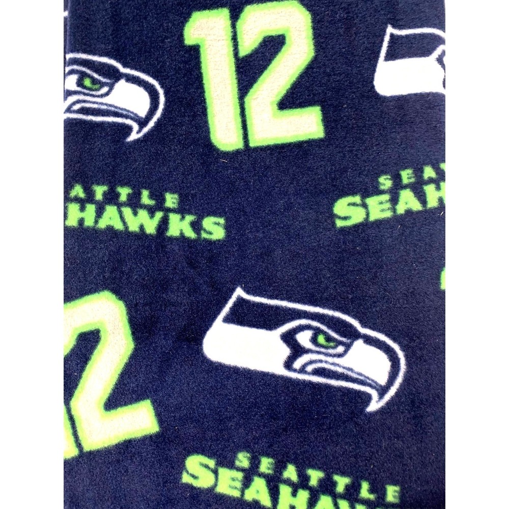 NFL Seattle Seahawks Fleece Fabric 2 Yard+ 60W Navy Blue Excellent 12th Man Logo