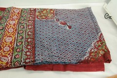 Floral Fabric Red Green Blue Textile Approximately 82 inches x 71 inches TF