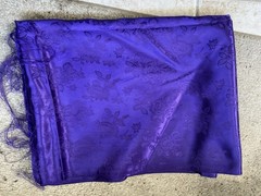 DEEP PURPLE SATIN Jacquard Brocade Fabric Rosette Floral 58 Inch Polyester, BTY
