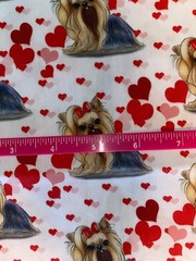 Long Cut Leftovers NEW Cotton Poly Fabric 12″X40″ YORKIE HEARTS Limited