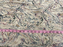 Vtg Cotton Fabric Marbled Red Green Blue Purple Beige 1 5/8 Yard x 44 inches